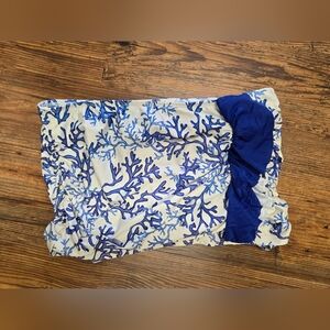 Antonio Melani swim skirt S/M pristine blue white ruched nice adj. length